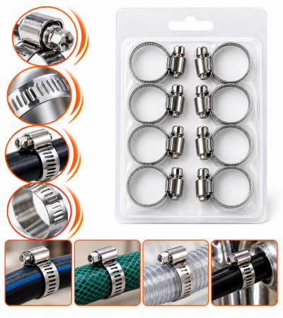 10 Parça Metal Hortum Kelepçe Seti | Paslanmaz Çelik 