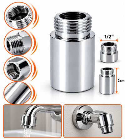 1/2" Krom Musluk Uzatma 1.5 cm – Pirinç 1/2" Krom Musluk Uzatma 1.5 cm – Pirinç