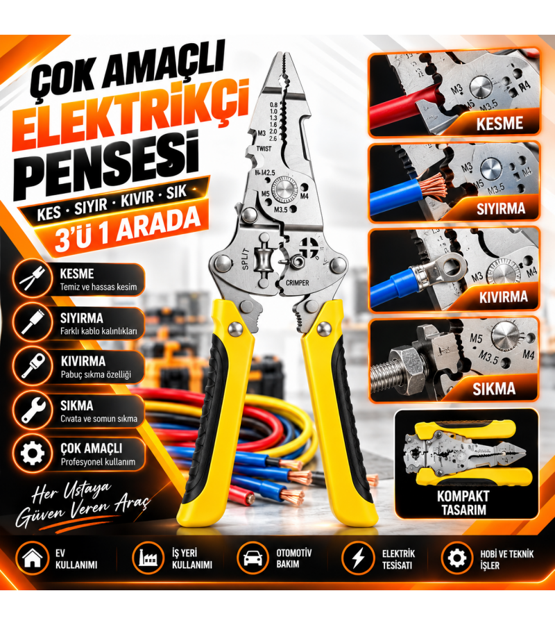 Çok Fonksiyonlu Elektirikçi Pensesi Çok Fonksiyonlu Elektirikçi Pensesi