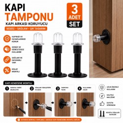 3 Adet Kapı Tamponu Kapı Stoperi | Duvar ve Kapı Koruyucu Sessiz Çarpma Önleyici SİYAH RENK 3 Adet Kapı Tamponu Kapı Stoperi | Duvar ve Kapı Koruyucu Sessiz Çarpma Önleyici SİYAH RENK