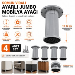 4 Adet Somun Vidalı Ayarlı Jumbo Mobilya Ayağı 10–12 cm | Dayanıklı Mobilya Destek Ayağı GRİ RENK 4 Adet Somun Vidalı Ayarlı Jumbo Mobilya Ayağı 10–12 cm | Dayanıklı Mobilya Destek Ayağı GRİ RENK