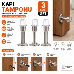 3 Adet Kapı Tamponu Kapı Stoperi | Duvar ve Kapı Koruyucu Sessiz Çarpma Önleyici