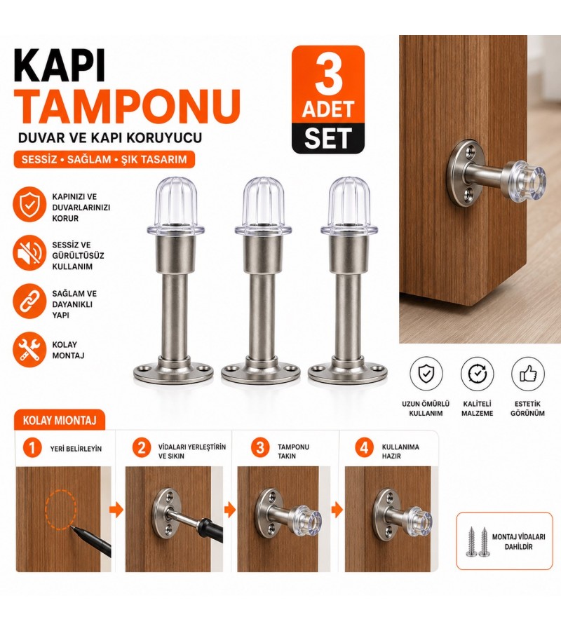 3 Adet Kapı Tamponu Kapı Stoperi | Duvar ve Kapı Koruyucu Sessiz Çarpma Önleyici 3 Adet Kapı Tamponu Kapı Stoperi | Duvar ve Kapı Koruyucu Sessiz Çarpma Önleyici