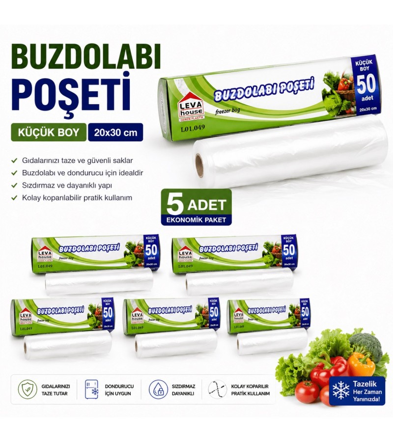 BUZDOLABI SAKLAMA POŞETİ 20*30 CM 250 ADET KÜÇÜK BOY BUZDOLABI SAKLAMA POŞETİ 20*30 CM 250 ADET KÜÇÜK BOY