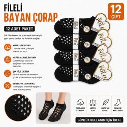 12 Çift Fileli Bayan Babet Çorap | Nefes Alan Esnek Günlük Çorap – Siyah 12 Çift Fileli Bayan Babet Çorap | Nefes Alan Esnek Günlük Çorap – Siyah