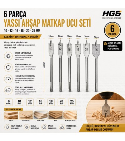 6 PARÇA YAPRAK MATKAP UCU SETİ 6 PARÇA YAPRAK MATKAP UCU SETİ