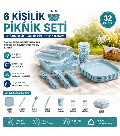32 PARÇA PİKNİK SETİ KULLANIŞLI PRATİK