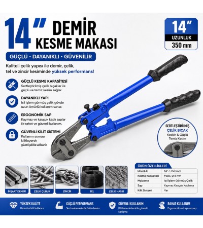 14 İnç (350 mm) Demir Kesme Makası – Profesyonel Krom Vanadyum Çelik Tel ve Demir Kesici