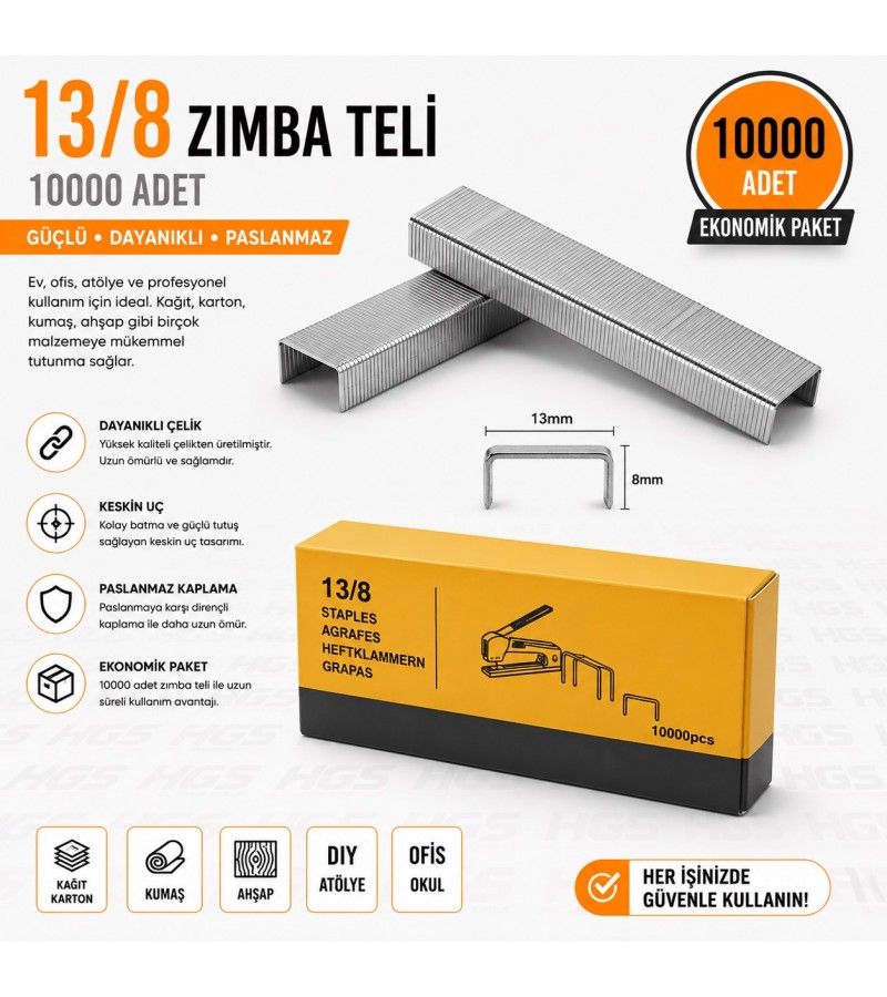 ZIMBA TELİ 10000 (on bin adet) 13/8 (2 KUTU) ZIMBA TELİ 10000 (on bin adet) 13/8 (2 KUTU)