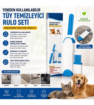 TÜY TEMİZLEYİCİ RULO SET KEDİ KÖPEK KOLTUK TEMİZLEME TÜY TEMİZLEYİCİ RULO SET KEDİ KÖPEK KOLTUK TEMİZLEME