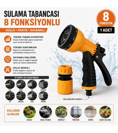 8 Fonksiyonlu Sulama Tabancası – Hızlı Bağlantı Aparatlı Bahçe Sulama Tabancası 2PCS 8 Fonksiyonlu Sulama Tabancası – Hızlı Bağlantı Aparatlı Bahçe Sulama Tabancası 2PCS