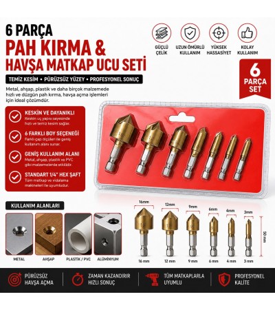 PAH KIRMA HAVŞA MATKAP UCU SETİ 6 PARÇA